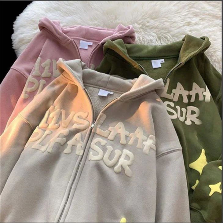 Custom Puff Printing Logo Zip Up Hoodie Custom Puff Printing Logo Zip Up Hoodie